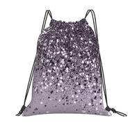 YOFIEN Funkelnder Lavendel-Dame, glitzernd, glänzend, Dekor, Kunst, wasserabweisend, Kordelzug-Rucksack, Einkaufstasche für Damen und Herren, Sport, Fitnessstudio