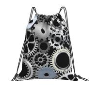 YOFIEN Gear Metal Rendering Technology Digital Art Wasserabweisender Rucksack mit Kordelzug für Damen und Herren, Sport- und Fitnessstudio-Sackpack
