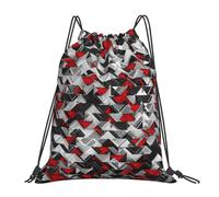 YOFIEN Geometrische Explosion, Schwarz und Rot, Wasser, Kordelzug-Rucksack, widerstandsfähige Einkaufstasche für Damen und Herren, Sport- und Fitnessstudio-Sackpack