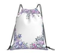 YOFIEN Herz-Stern-Glitzer-Pailletten, funkelnd, süß, wasserabweisend, Kordelzug-Rucksack für Damen und Herren, Sport- und Fitnessstudio-Sackpack