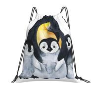 YOFIEN Kaiserpinguine mit Kindern im Schnee, wasserfester Kordelzug-Rucksack für Damen und Herren, Sport- und Fitnessstudio-Sackpack