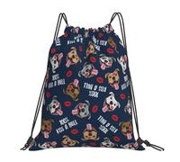 YOFIEN Kiss A Bull - Süßer Pitbull-Hund mit Lippen, Liebe, Valentinstag, wasserfester Rucksack mit Kordelzug, für Damen und Herren, Sport- und Fitnessstudio-Sackpack
