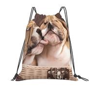 YOFIEN Kiss Rucksack mit englischem Bulldoggen-Welpen, wasserabweisend, Kordelzug, für Damen und Herren, Sport- und Fitnessstudio-Sackpack