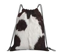 YOFIEN Kuhhaut, abstraktes Afrika-Tier, schwarzes Wasser, Kordelzug-Rucksack, widerstandsfähige Einkaufstasche für Damen und Herren, Sport- und Fitnessstudio-Sackpack