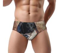 YOFIEN Labrador de Chasse au Canard, Chiot Noir Cool, Slip Triangle Doux pour Homme, Pochette de Soutien, sous-vêtement Confortable sans Braguette