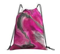 YOFIEN Magenta Schwarz Grau Juwel Ton Fluid Art Swirl Wasser Kordelzug Rucksack Resistant String Bag für Frauen Männer Sport Gym Sackpack