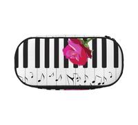 YOFIEN Musique de Piano Abstraite et Roses Rouges, Petite Trousse à Crayons, Grande capacité, Organiseur de Papeterie de Bureau