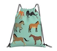 YOFIEN Nahtloses Muster mit Pferden im flachen Stil, wasserabweisender Rucksack mit Kordelzug, für Damen und Herren, Sport- und Fitnessstudio-Sackpack