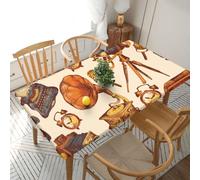 YOFIEN Nappe rectangulaire imperméable de 1,5 m avec Motif Horloge, caméra et Microphone rétro, Bord élastique, Protection Anti-éclaboussures.