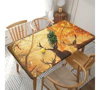 YOFIEN Nappe rectangulaire imperméable Deers in The Woods de 1,5 m, avec Bordure élastique, Protection Anti-éclaboussures.