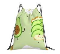 YOFIEN Niedlicher Rucksack mit Avocado, Toast und gebratenem Ei, wasserfest, Kordelzug, widerstandsfähig, für Damen und Herren, Sport- und Fitnessstudio-Sackpack