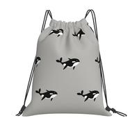 YOFIEN Orca-Wal, nahtloses Muster, Cartoon-Stil, wasserabweisender Rucksack mit Kordelzug, für Damen und Herren, Sport- und Fitnessstudio-Sackpack