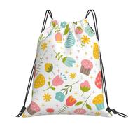 YOFIEN Ostern Frühling mit Blumen und Eiern Wasserfester Rucksack mit Kordelzug für Damen und Herren, Sport- und Fitnessstudio-Sackpack