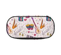 YOFIEN Pochette à Crayons de Grande capacité, Motif disques de Musique, thème Blues, ma Vie, Petite Trousse, Organiseur de Papeterie de Bureau