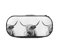 YOFIEN Portrait d'une Vache des Highlands, Petite Trousse à Crayons, Grande capacité, Organiseur de Papeterie de Bureau