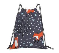 YOFIEN Red Fox In The Night Wasserabweisender Rucksack mit Kordelzug für Damen und Herren, Sport- und Fitnessstudio-Sackpack