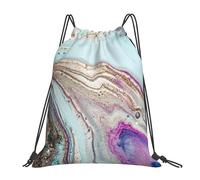 YOFIEN Regenbogen-Achat-Geode-Rock-Wasser-Rucksack mit Kordelzug, widerstandsfähige Einkaufstasche für Damen und Herren, Sport- und Fitnessstudio-Sackpack
