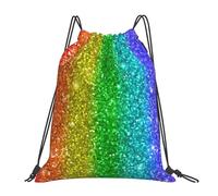 YOFIEN Regenbogen sieht aus wie mit Pailletten, wasserabweisender Kordelzug-Rucksack für Damen und Herren, Sport- und Fitnessstudio-Sackpack