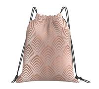 YOFIEN Rosa Rose Kupfergrau Art Deco Muscheln Schuppen Wasserfester Rucksack mit Kordelzug für Damen und Herren, Sport- und Fitnessstudio-Sackpack
