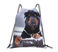 YOFIEN Rottweiler Hund Schneehalsband Augen Wasserfester Kordelzug Rucksack String Bag für Damen Herren Sport Gym Sackpack