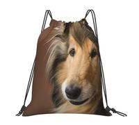 YOFIEN Rough Collie Lassie Dogs Große, flauschige Hunde Haustiere Wasserabweisender Rucksack mit Kordelzug für Damen und Herren, Sport- und Fitnessstudio-Sackpack
