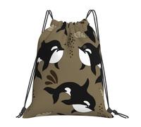 YOFIEN Rucksack mit Kordelzug, Motiv: Meeresleben, Wal, lustiger großer Fisch, Tier, Wasser, widerstandsfähig, Einkaufstasche für Damen und Herren, Sport, Fitnessstudio, Sackpack