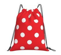 YOFIEN Rucksack mit Kordelzug, Motiv: weiße Punkte auf rotem Wasser, widerstandsfähige Einkaufstasche für Damen und Herren, Sport- und Fitnessstudio-Sackpack