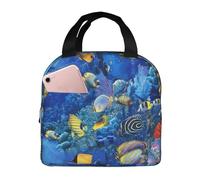 YOFIEN Sac à lunch isotherme épais imprimé de poissons tropicaux, réutilisable et étanche
