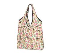 YOFIEN Sac cabas pliable à motif floral vintage avec chien Border Terrier, réutilisable et grande capacité
