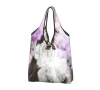 YOFIEN Sac cabas pliable et réutilisable grande capacité à motif Border Collie marron printanier et fleurs
