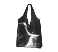 YOFIEN Sac fourre-tout pliable à motif chiot Border Collie, réutilisable et grande capacité