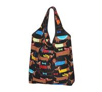 YOFIEN Sac fourre-tout pliable à motif teckels « J'aime mon chien », réutilisable et de grande capacité.