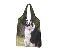 YOFIEN Sac fourre-tout pliable Bad Dog Border Collie, réutilisable et grande capacité