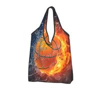 YOFIEN Sac fourre-tout pliable Basketball In Water And Fire, réutilisable, grande capacité