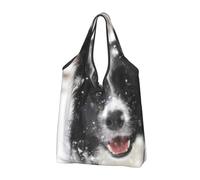 YOFIEN Sac fourre-tout pliable Border Collie Chien des neiges, réutilisable, grande capacité