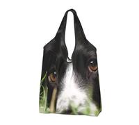 YOFIEN Sac fourre-tout pliable et réutilisable grande capacité, motif Border Collie noir