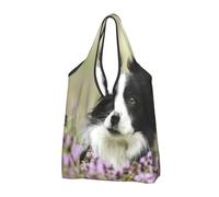 YOFIEN Sac fourre-tout pliable et réutilisable grande capacité pour animaux de compagnie Border Collie Lawn Black Border Collie