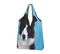 YOFIEN Sac fourre-tout pliable imprimé Border Collie, réutilisable et de grande capacité