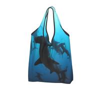 YOFIEN Sac fourre-tout pliable imprimé requins-marteaux, réutilisable et grande capacité