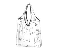 YOFIEN Sac fourre-tout pliable réutilisable grande capacité avec tableau noir pour l'école de mathématiques et de géométrie, incluant des formules scientifiques.