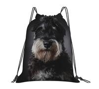 YOFIEN Schnauzer Portrait Dunkelgrau Wasserfester Rucksack mit Kordelzug für Damen und Herren, Sport- und Fitnessstudio-Sackpack