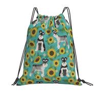 YOFIEN Schnauzer Sonnenblumen Frühling Sommer Blumen Hunderasse Hund Wasserfester Kordelzug-Rucksack für Damen und Herren, Sport- und Fitnessstudio-Sackpack