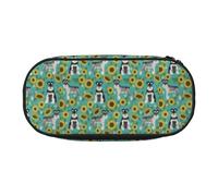 YOFIEN Schnauzer Tournesols Printemps Été Floral Race de Chien Chien, Petite Trousse Grande Capacité Trousse à Crayons Organisateur de Papeterie de Bureau