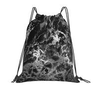 YOFIEN Schwarz Silber Graphit Grau Marmor Wasserfester Kordelzug-Rucksack String Bag für Damen Herren Sport Gym Sackpack