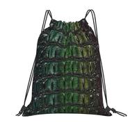 YOFIEN Süßwasser-Krokodilknochenhaut, Tier-Wasser-Rucksack mit Kordelzug, widerstandsfähige Einkaufstasche für Damen und Herren, Sport- und Fitnessstudio-Sackpack