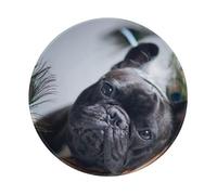 YOFIEN Tapis de Souris Rond 8x8 Pouces à Motif bouledogues français et Chiens Noirs, avec Bords Cousus.