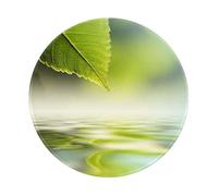 YOFIEN Tapis de Souris Rond 8x8 Pouces avec Motif de Feuille Verte se reflétant dans l'eau d'une rivière et Bords Cousus.