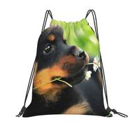 YOFIEN Tier, Tier, süßer Hund, Welpe, Rottweiler, wasserabweisender Rucksack mit Kordelzug, für Damen und Herren, Sport, Fitnessstudio, Sackpack