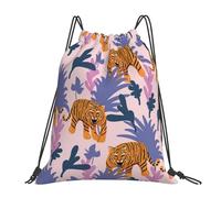 YOFIEN Tigers In The Jungle Wasserabweisender Rucksack mit Kordelzug für Damen und Herren, Sport- und Fitnessstudio-Sackpack