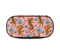 YOFIEN Tigres Dansant sur Un Tigre Asiatique Rose, Petite Trousse à Crayons, Grande capacité, Organisateur de Papeterie de Bureau